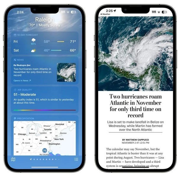 如皋苹果14维修分享iPhone 14手机如何看天气时顺带看新闻 
